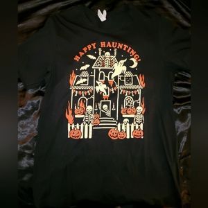 Wicked Clothes Happy Haunting Black Unisex Large Halloween T-shirt